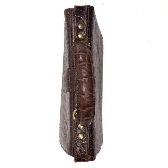 Vintage TALBOTS Brown Leather Croc-embossed Bag - Picture 7 of 9